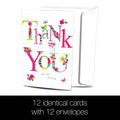 Load image into Gallery viewer, Flowery Thanks Thank You Cards 12 Pack
