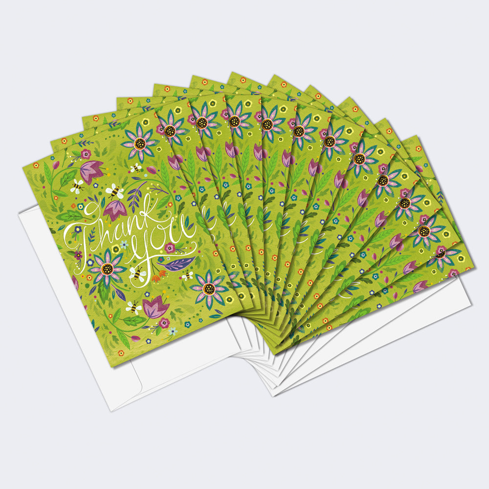 Pretty Thanks Thank You Cards 12 Pack