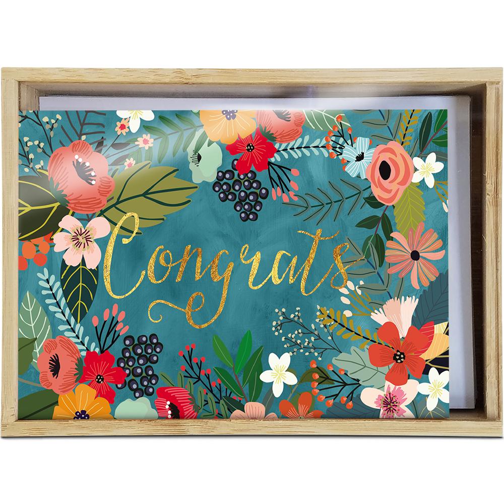 Congrats Flowers Vibrant Congrats 4x6 Bamboo Box Notecard Sets