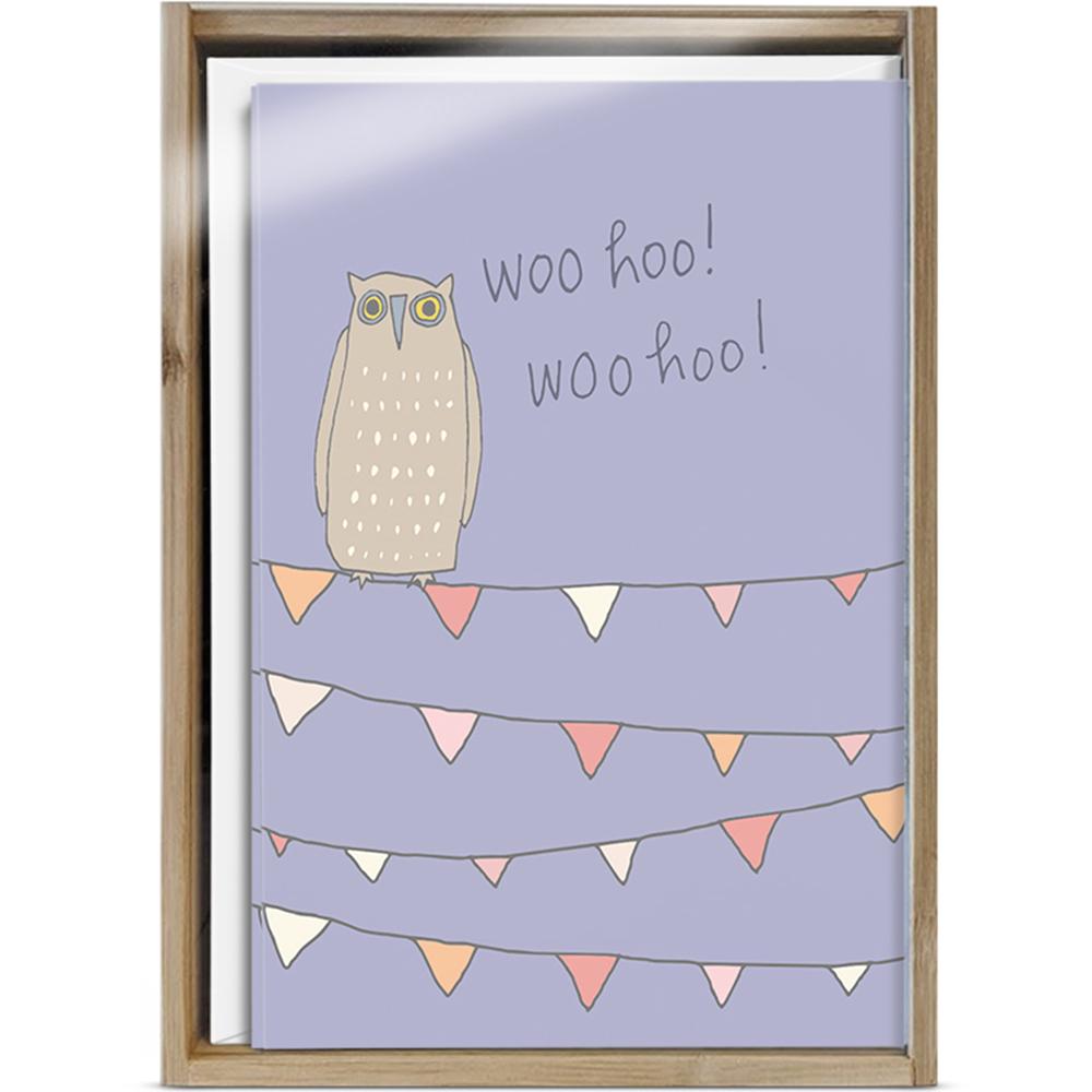 Woo Hoo Owl Congrats 4x6 Bamboo Box Notecard Sets