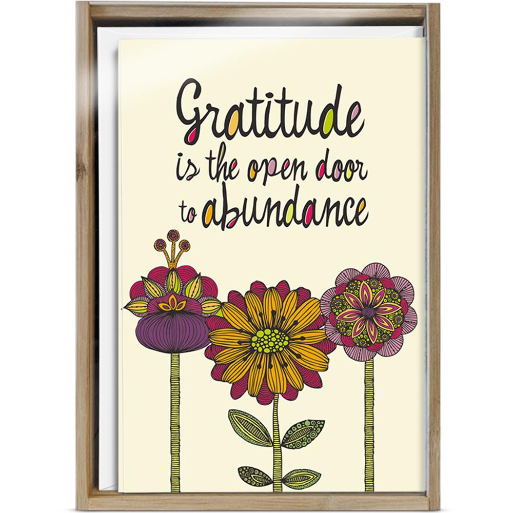 Gratitude Is The Open Door  All Occasion 4x6 Bamboo Box Notecard Sets