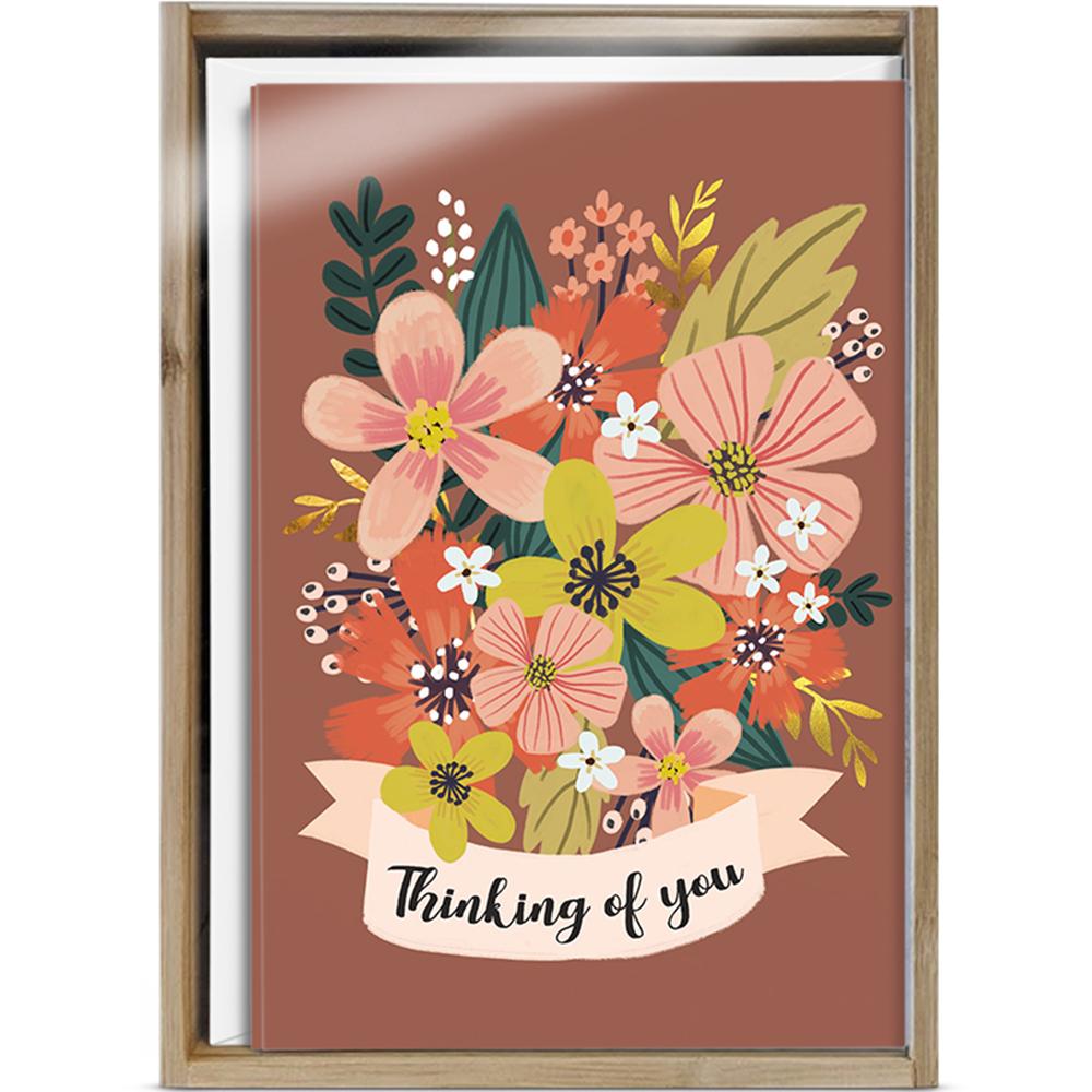 Autumn Flowers All Occasion 4x6 Bamboo Box Notecard Sets
