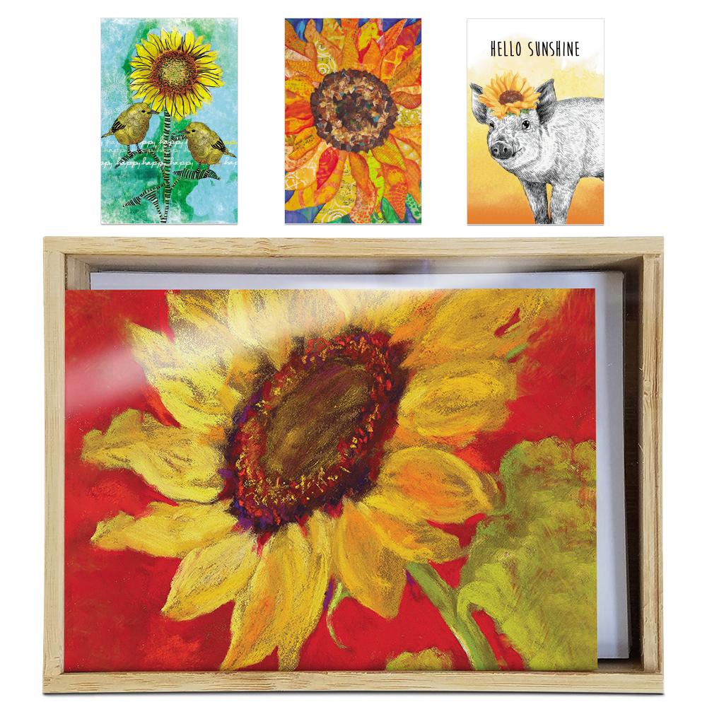 Sunflowers All Occasion All Occasion 4x6 Bamboo Box Notecard Sets