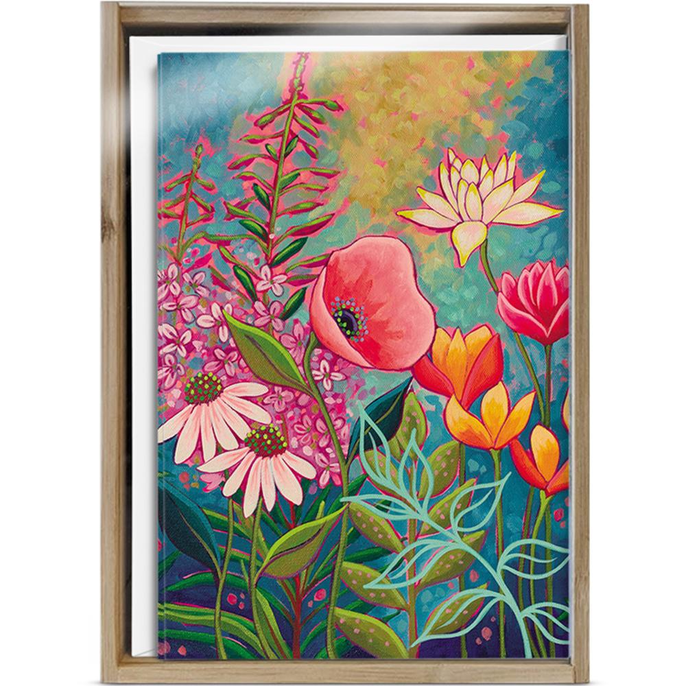 Vibrant Pink Florals All Occasion 4x6 Bamboo Box Notecard Sets