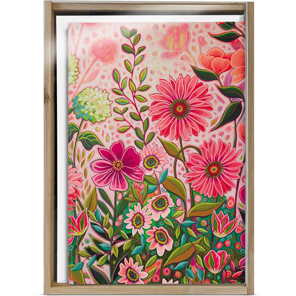 Pink Wildflowers All Occasion 4x6 Bamboo Box Notecard Sets