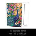 Load image into Gallery viewer, Peacock with Florals All Occasion 4x6 Bamboo Box Notecard Sets
