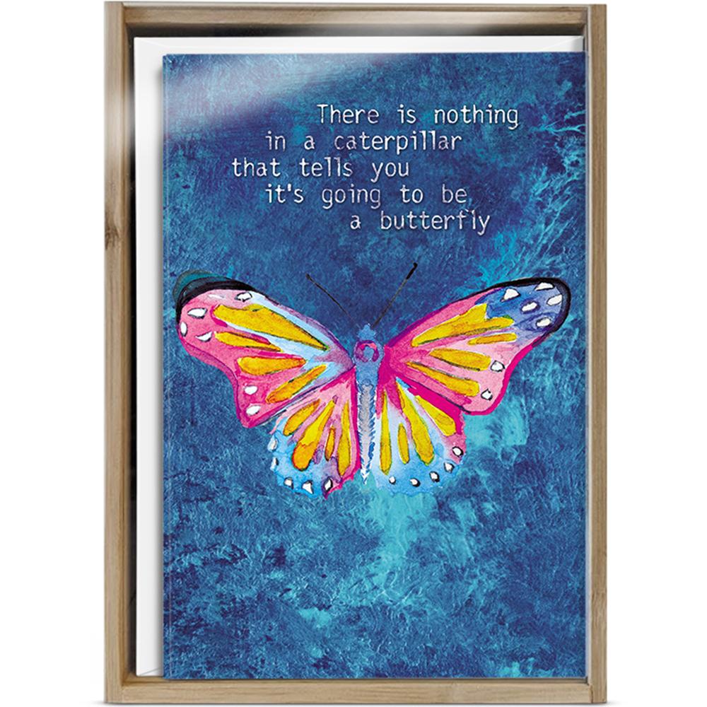 Caterpillar Butterfly  All Occasion 4x6 Bamboo Box Notecard Sets