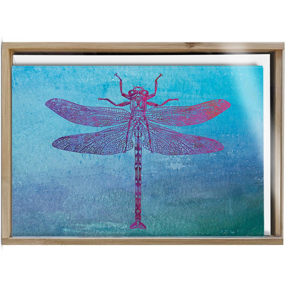 Dragonfly Print  All Occasion 4x6 Bamboo Box Notecard Sets