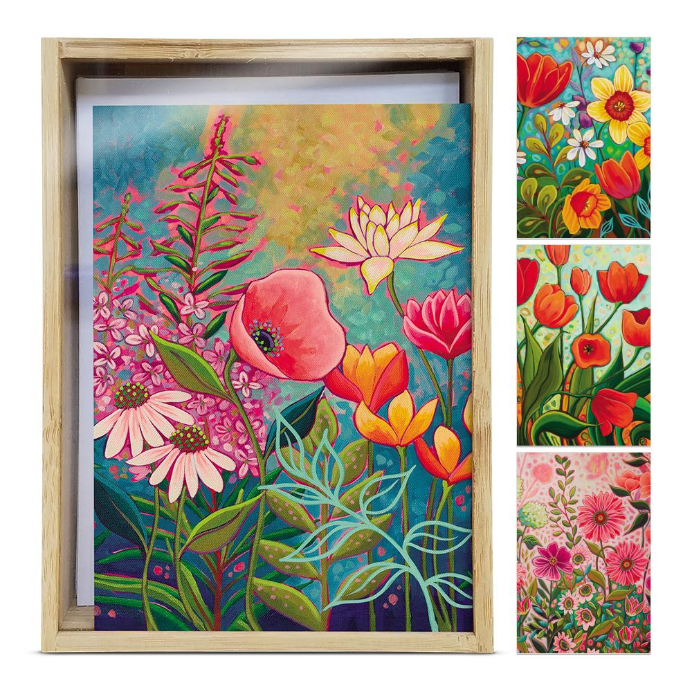 Vibrant Florals All Occasion 4x6 Bamboo Box Notecard Sets