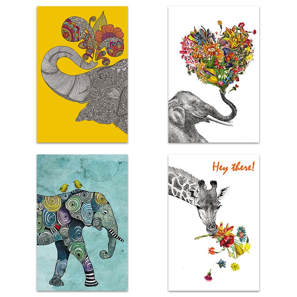 Elephant and Giraffe All Occasion 4x6 Blank Notecard  Assortment