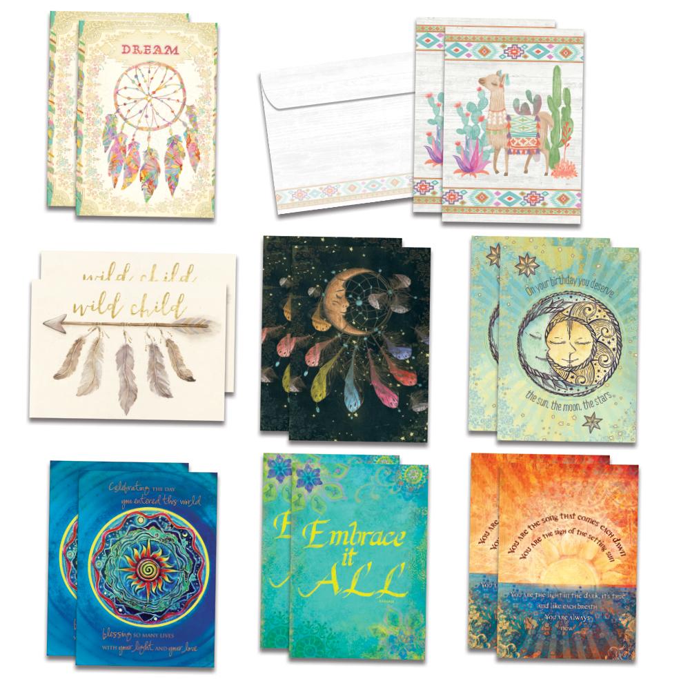 Mind, Body, Soul Birthday Card Assorted 16 pack