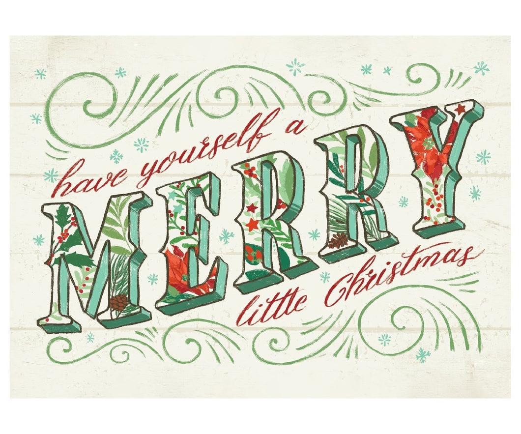 Merry Little Christmas Drawn Christmas 12 Pack
