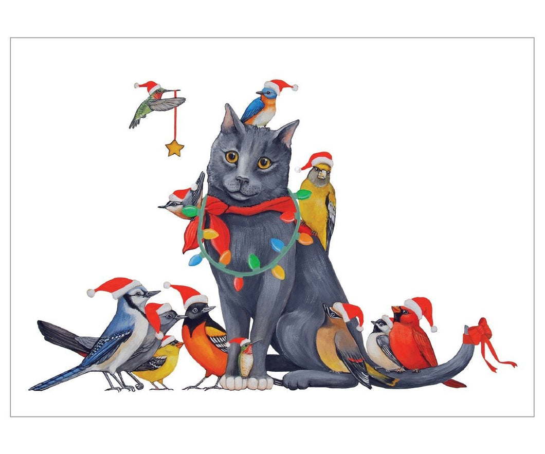 Cat Bird Christmas Christmas 12 Pack