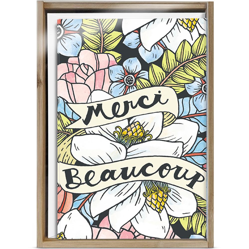 Merci Beaucoup 4x6 Thank You Bamboo Box Notecard Sets