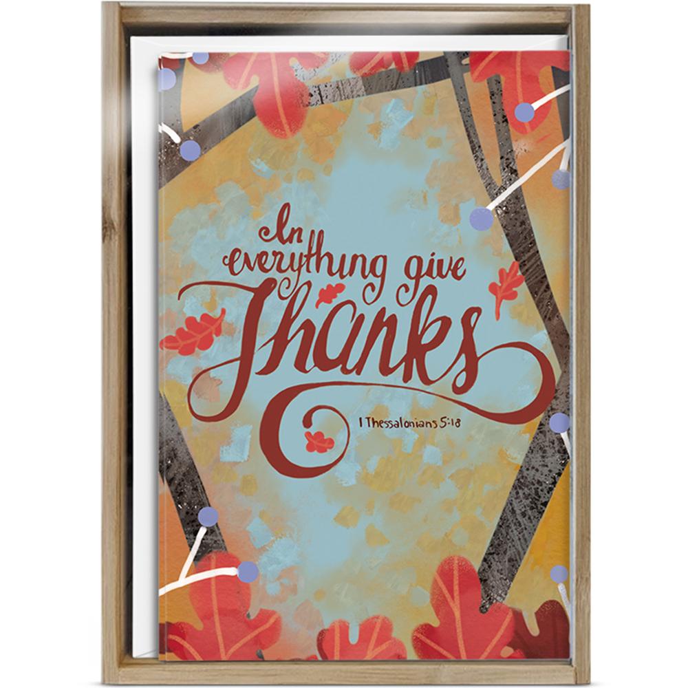 In Everything Give Thanks 4x6 Thank You Bamboo Box Notecard Sets