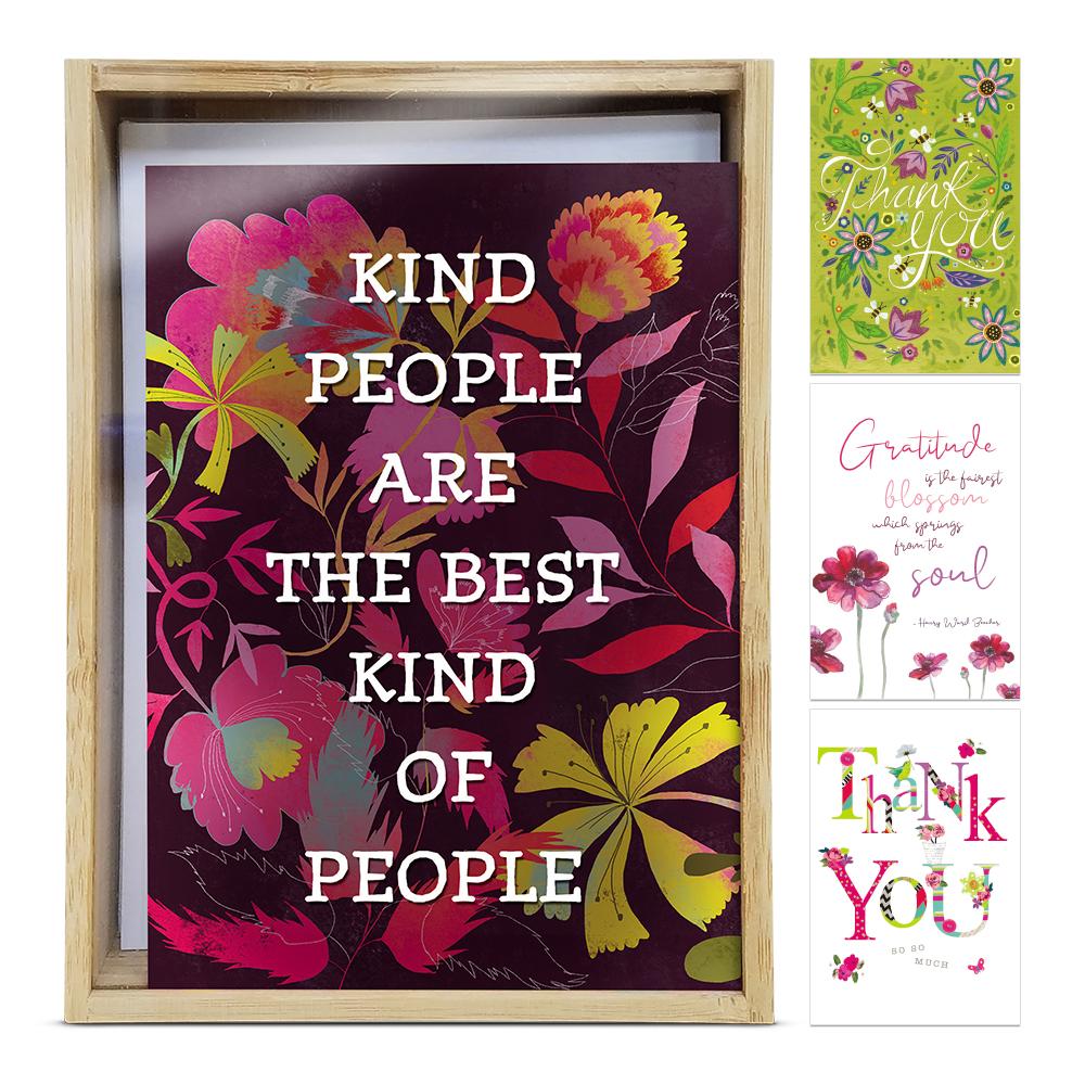 Kindness and Gratitude 4x6 Thank You Bamboo Box Notecard Sets