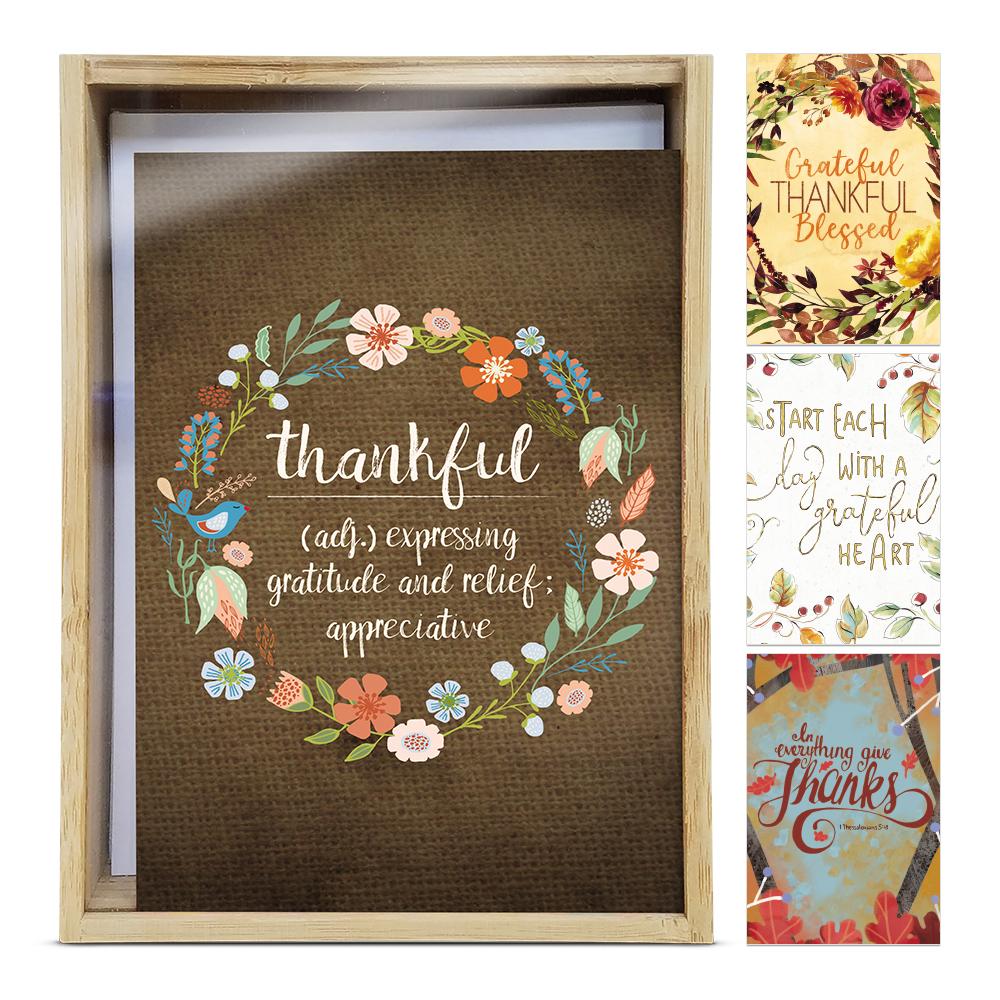 Giving Thanks 4x6 Thank You Bamboo Box Notecard Sets