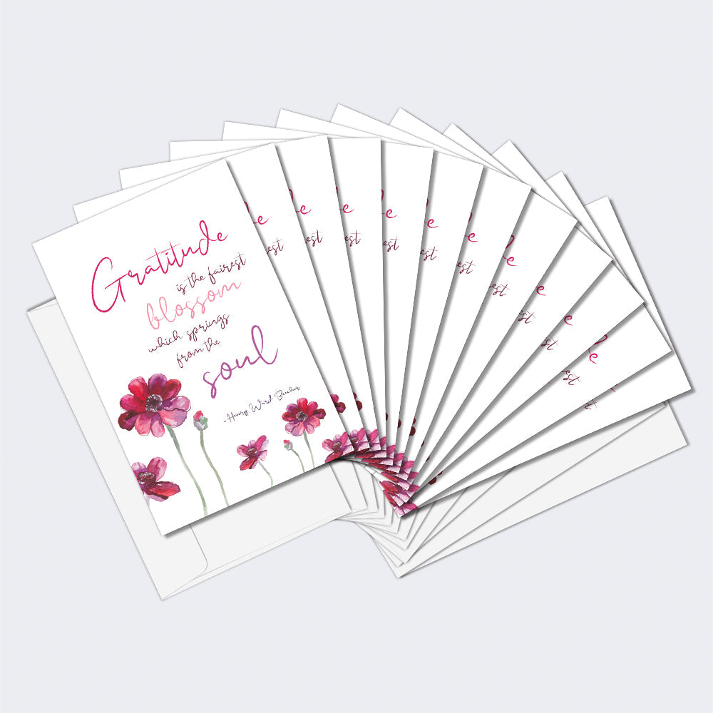 Gratitude Blossoms 12 Pack Thank You Notes